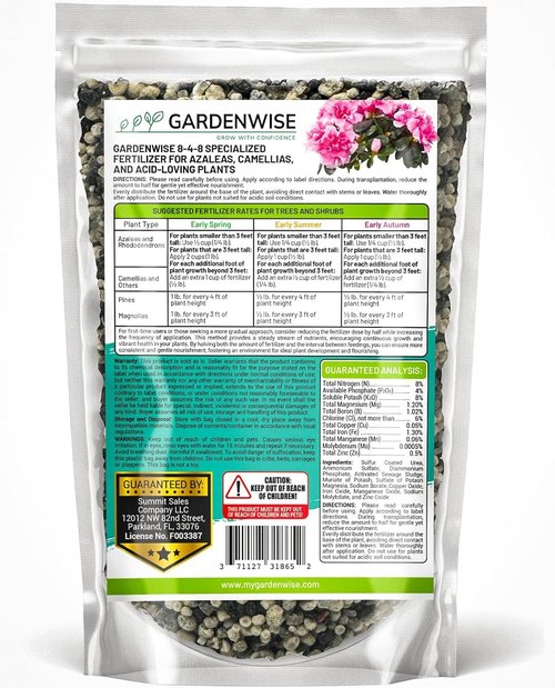 GardenWise 8-4-8 Acidic Fertilizer - Iron-Rich Plant Food for Azaleas, Hydrangeas & More | 12 OZ