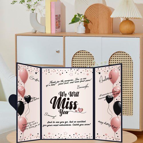 Roetyce Farewell Party Decorations Women, Black Pink We Will Miss You Guest Book Jumbo Card, Farewell Gift for Coworker Friends, Rose Gold Retirement Signature Board, Going Away Goodbye Party Supplies