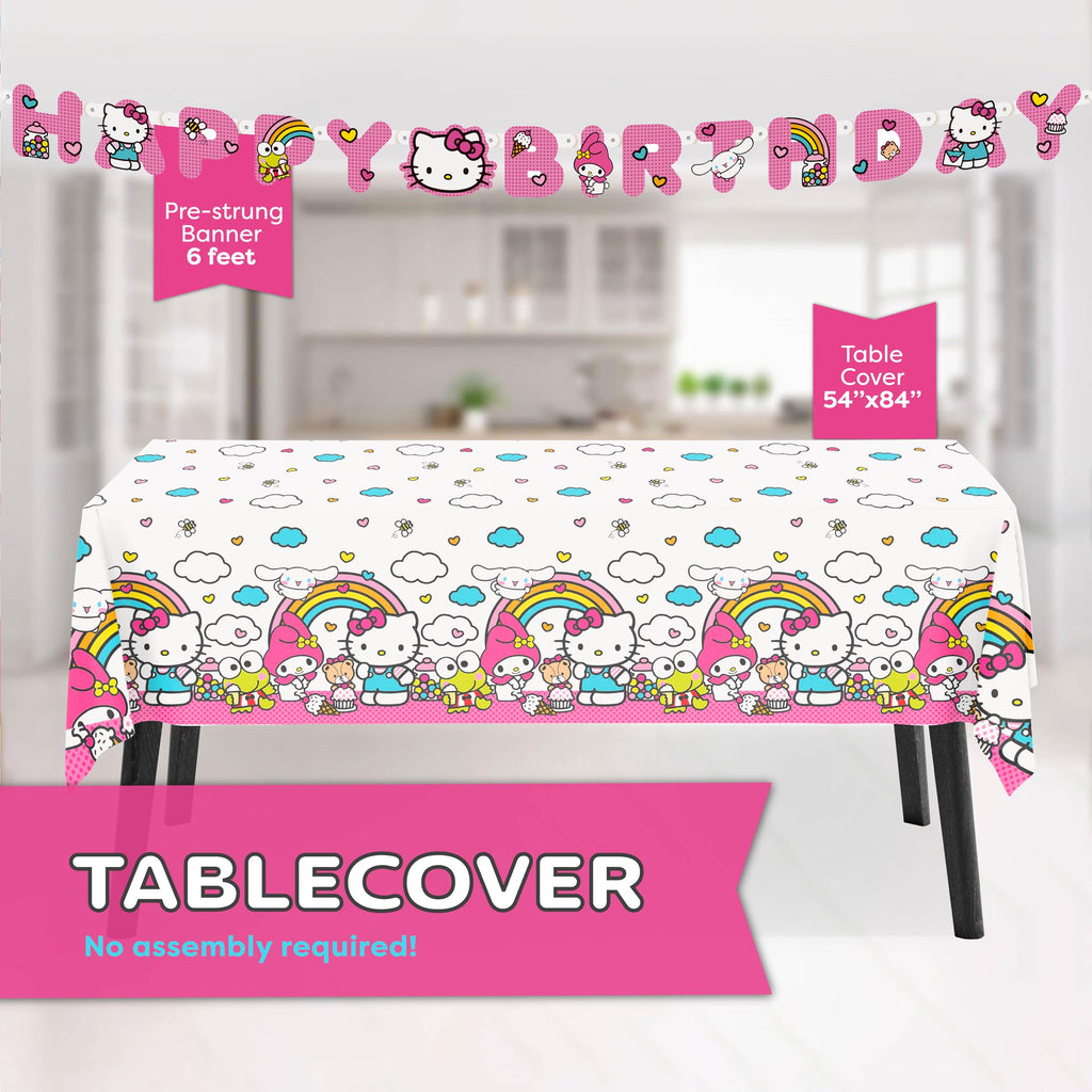 Hello Kitty Birthday Decorations for 16 | Banner, Tablecloth, Plates, Napkins | Officially Licensed Hello Kitty Party Decorations