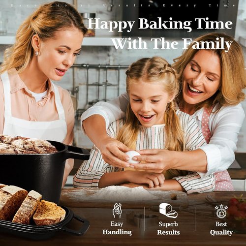 Cast Iron Sourdough Loaf Pan by [Brand Name] - Pre-Seasoned Oval Dutch Oven for Perfect Bread Baking | Ideal for Homemade Sourdough