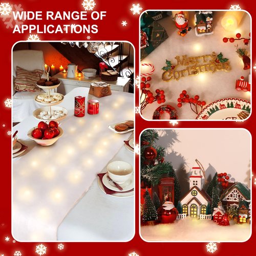 hatisan 2 Sets LED Christmas Fake Snow Blanket Roll with Lights, 70 x 17.7 Inches Artificial Snow Blanket with 100 LED Light Strings,Winter Decor for Christmas Trees Village Craft Indoor Outdoor