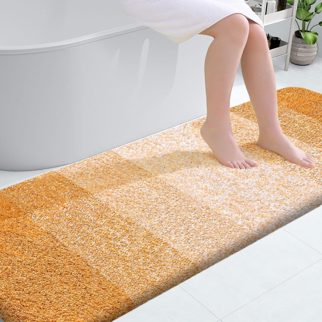 OLANLY Bathroom Runner Rug - Extra Soft Microfiber Mat 70x24 | Quick Dry & Washable, Golden Yellow
