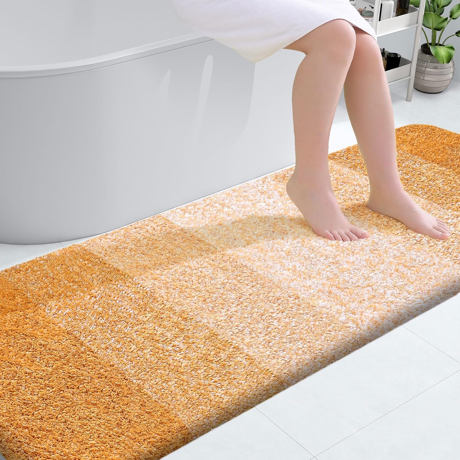 OLANLY Bathroom Runner Rug - Extra Soft Microfiber Mat 70x24 | Quick Dry & Washable, Golden Yellow