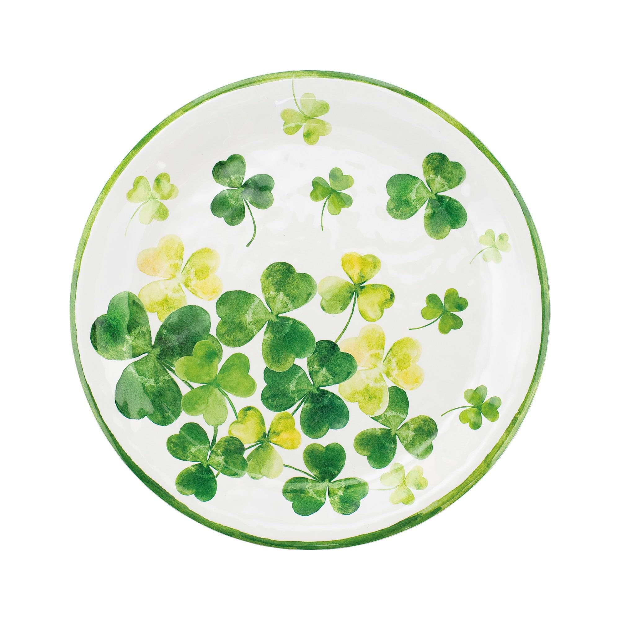 UP UPware Shamrocks Melamine Salad Plate Set, Round Plates for Risotto, Pasta, and Salad, BPA-Free, Dishwasher Safe, Green, 9 Inch, Set of 6