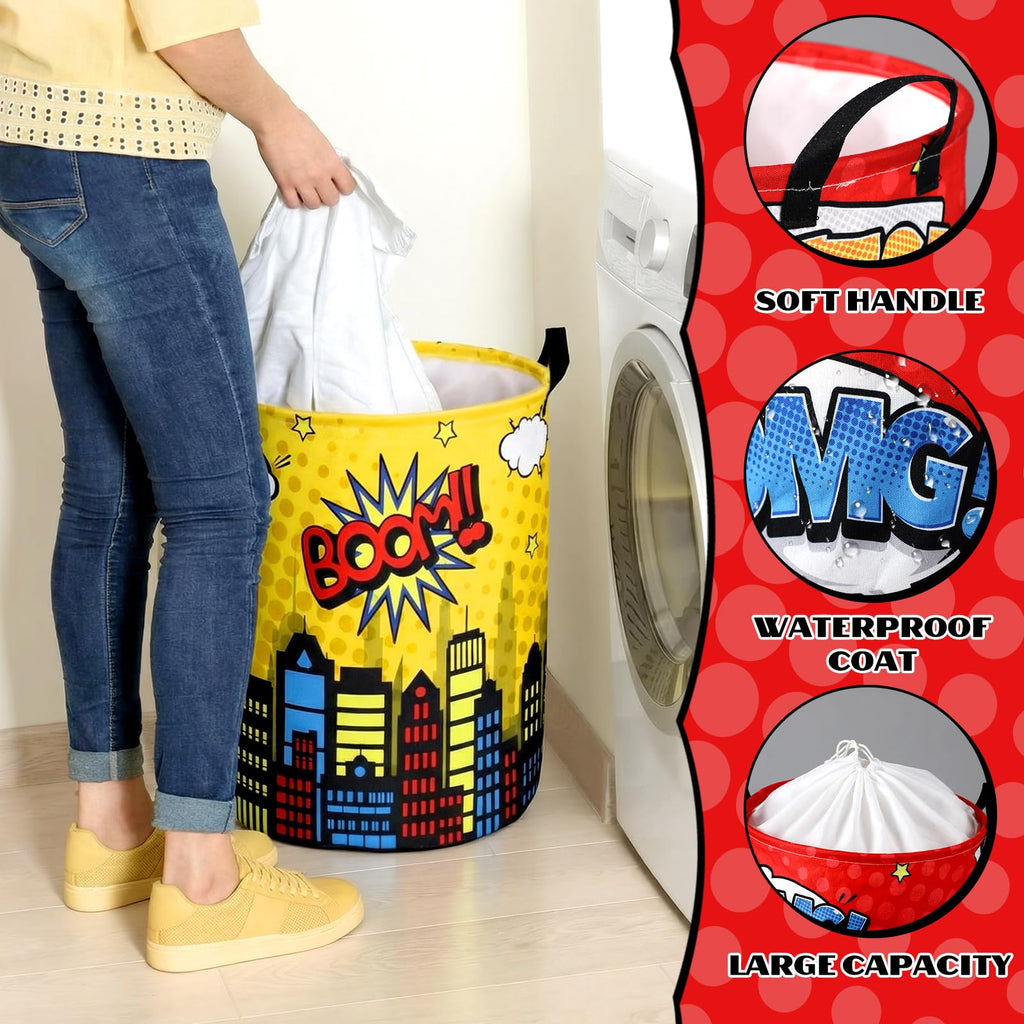 Maxdot 3 Pcs Laundry Hamper Boys Hero Storage Bins 45l Toy Storage Bin Boys Room Laundry Basket Collapsible Fabric Bins Playroom Bedroom Nursery Organizer Nursery Toy Dirty Cloth
