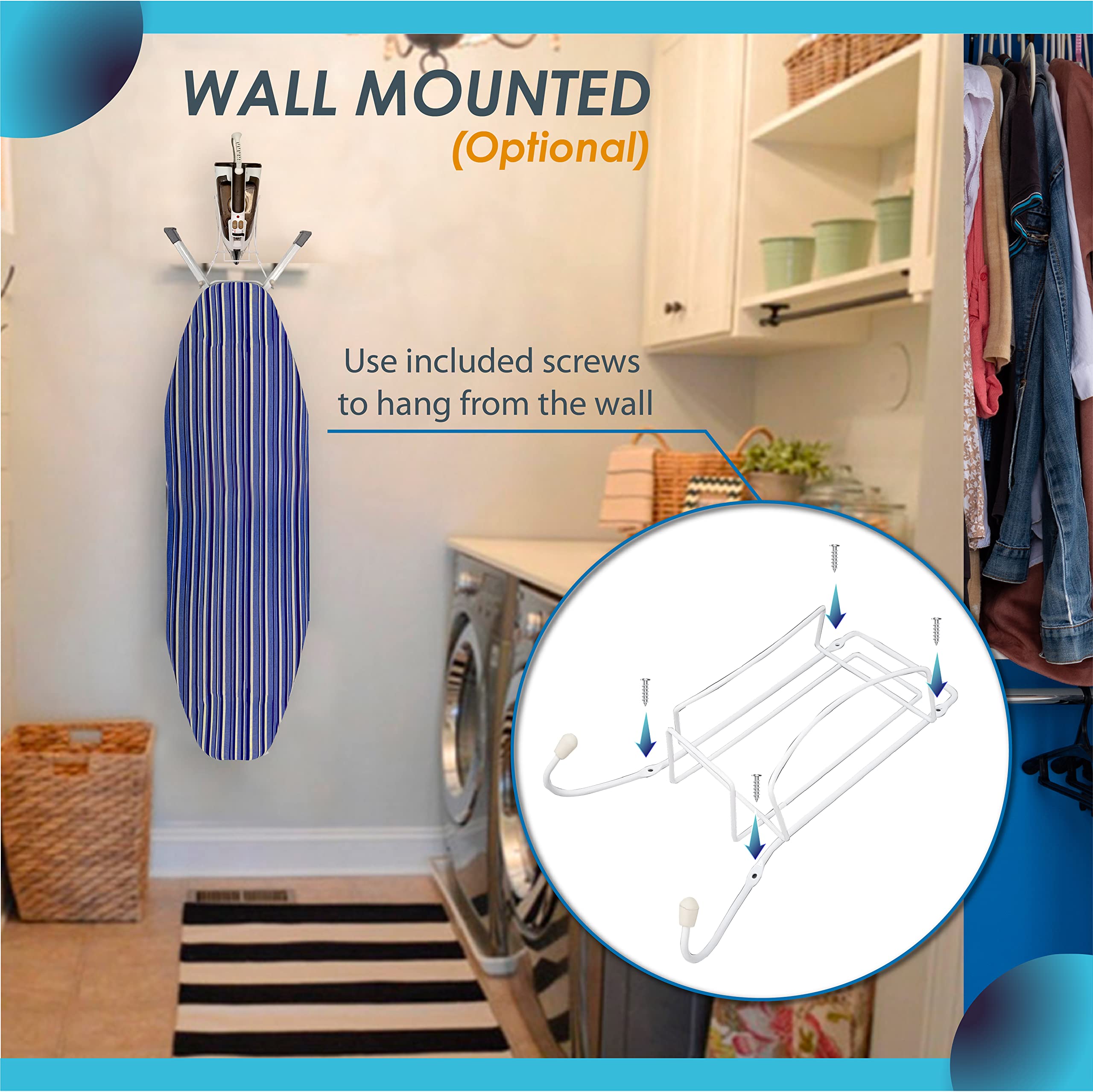 Over The Door Iron Board Caddy - Iron and Ironing Board Storage Organizer, for Y Leg Ironing Board
