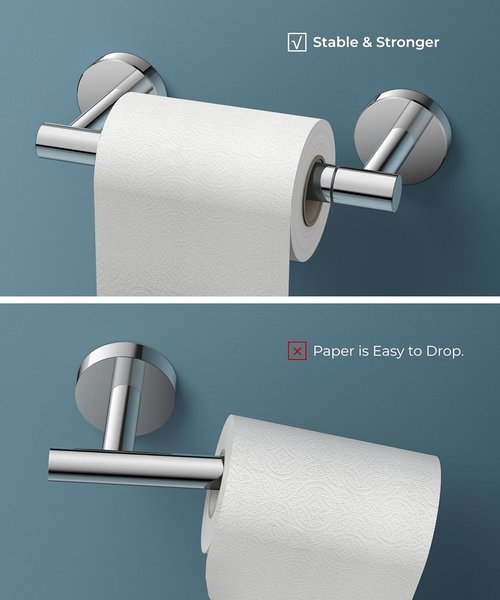 FORIOUS Toilet Roll Holder - Rustproof Stainless Steel Double Post with Swivel Design | Chrome Finish