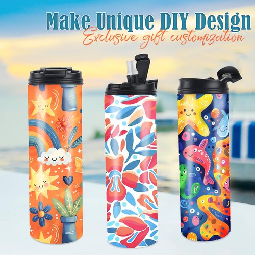 Joyclub 8 Pack Sublimation Water Bottle Blanks Dual Opening 20 oz Sublimation Tumblers with Leakproof Lid and Straw Insulated Stainless Steel Sports Cups