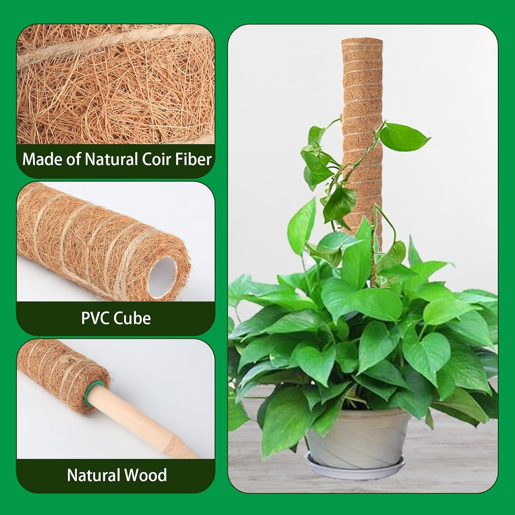 Skiennix 6 Pack Moss Poles for Monstera Plant Support - Stackable 4x17in & 2x12in, Ideal for Indoor Plants