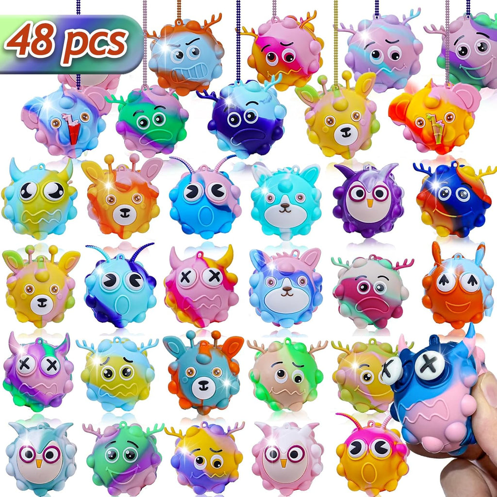 Skiennix 48 Pack Pop Fidget Toys - 3D Stress Balls for Stress Relief | Perfect Party Favors & Classroom Prizes