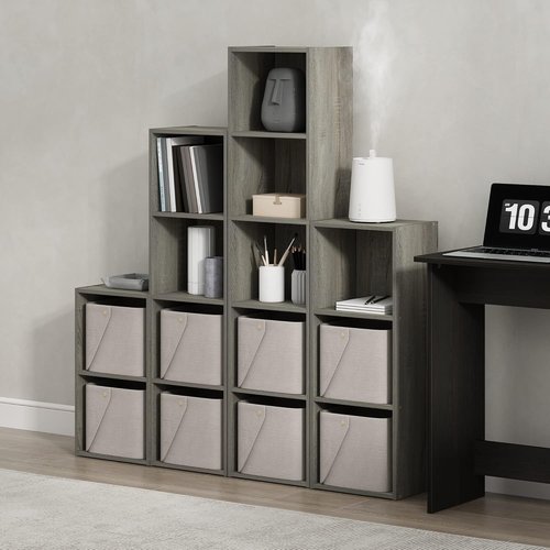 Furinno PASIR 2-Tier Modern Bookshelf - Easy Assembly Open Shelves | French Oak Finish, 9 x 12 x 21