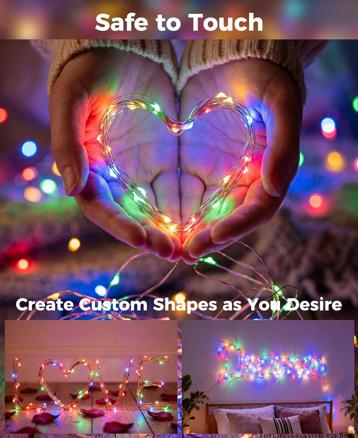 Skiennix 66 Ft LED Fairy Lights - 200 Multi-Colored Twinkle Lights with Remote, 8 Modes & Timer