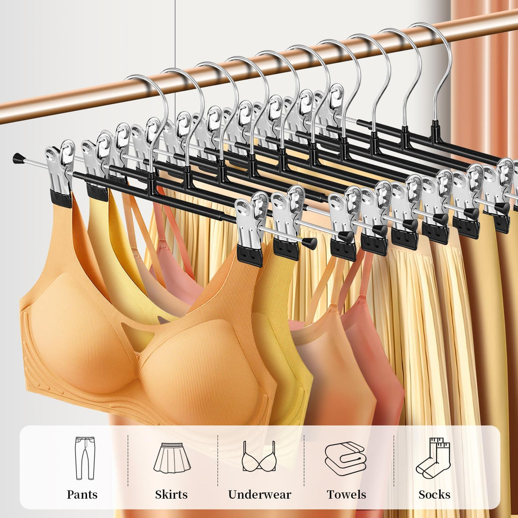 Skiennix 20 Pack Heavy-Duty Pants Hangers - Non-Slip Clips for Jeans & Skirts | Space-Saving Design