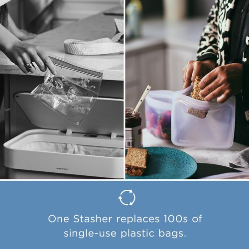 Stasher Silicone Reusable Storage Bags, 4-Pack, Reusable Freezer Bags, Microwave, Dishwasher, Oven Safe, Sous Vide, Premium Lunch Containers, Eco Friendly, Food Storage Bags, Snack Bags, Multicolor