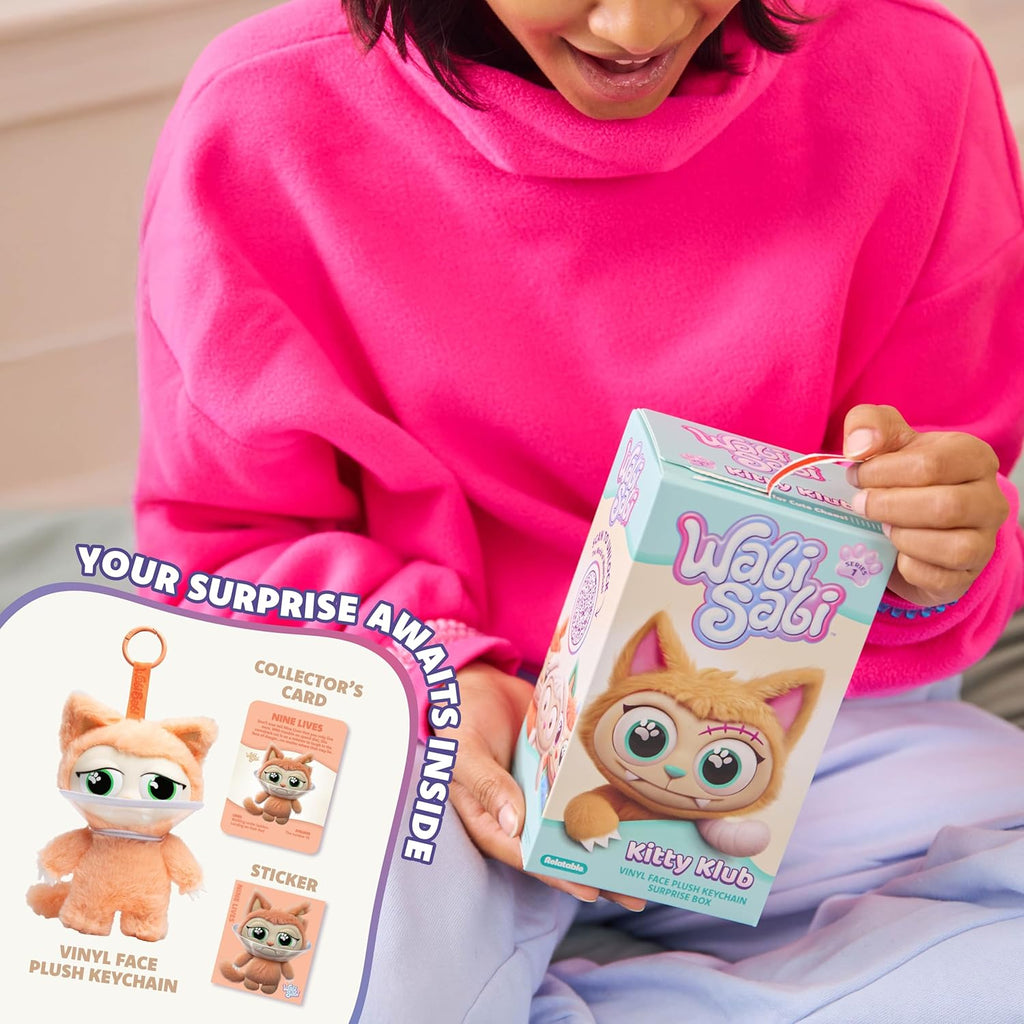 Relatable WabiSabi Kitty Club Blind Box - Soft Collectible Plush Keychain Figures for Kids & Teens