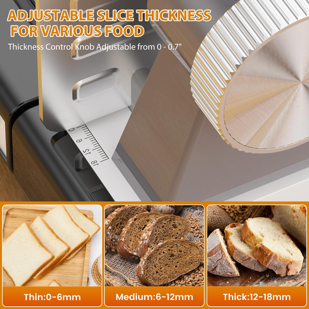 Meat Slicer Machine for Home – 120W Deli Meat Slicer with 6.7" Blade, Adjustable Thickness 0-18mm, Foldable Design, Easy to Clean Meat Cutter Machine, Safe Deli Slicer for Home Use
