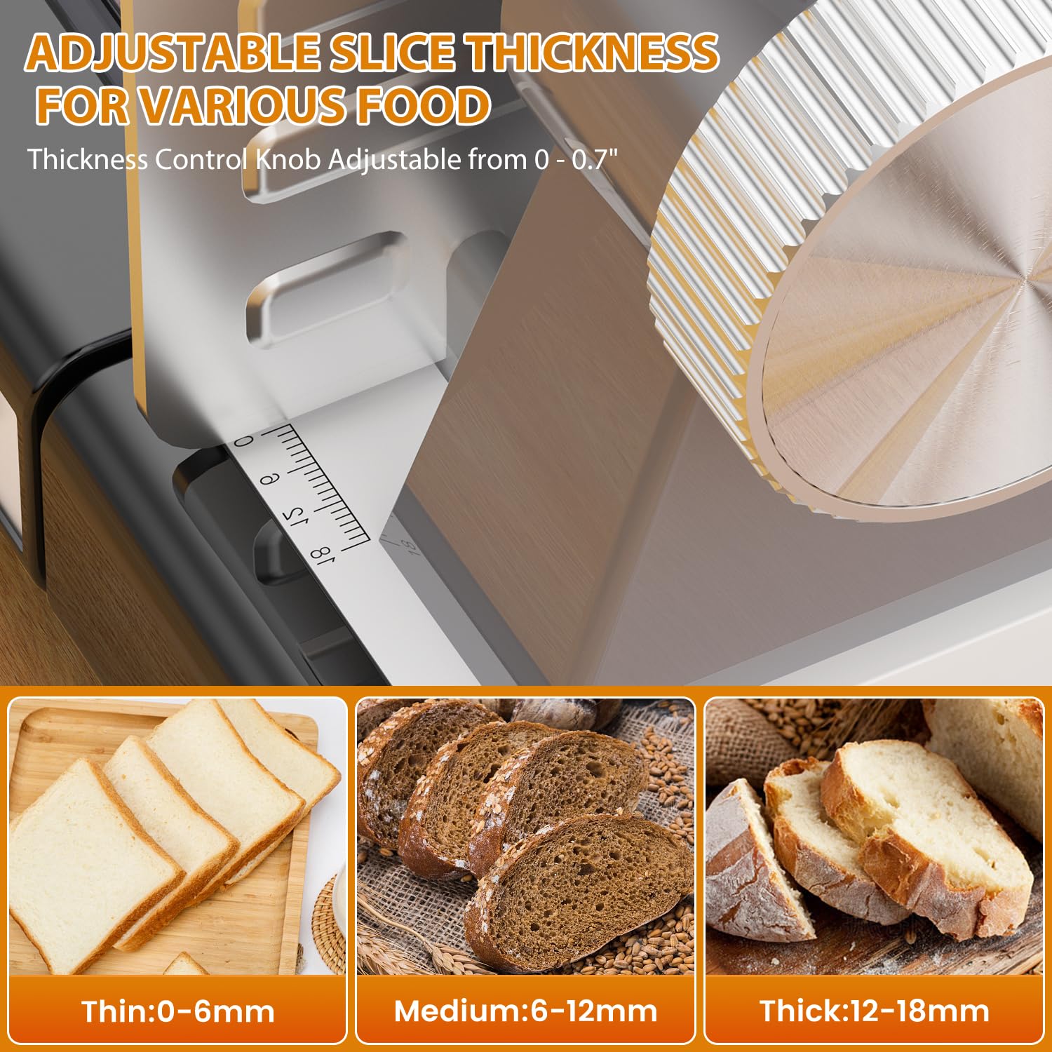 Meat Slicer Machine for Home – 120W Deli Meat Slicer with 6.7" Blade, Adjustable Thickness 0-18mm, Foldable Design, Easy to Clean Meat Cutter Machine, Safe Deli Slicer for Home Use