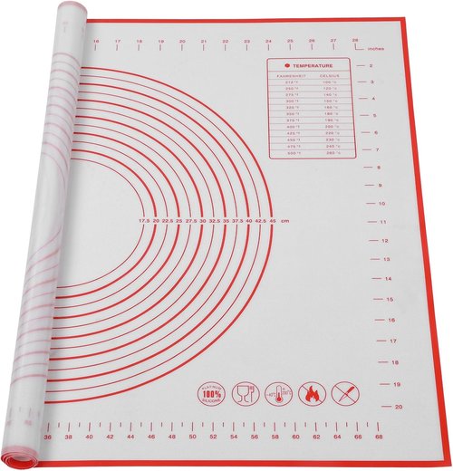 Large Silicone Baking Mat by [Brand Name] - 32 x 24 Red Pastry Mat with Measurement for Easy Dough Rolling