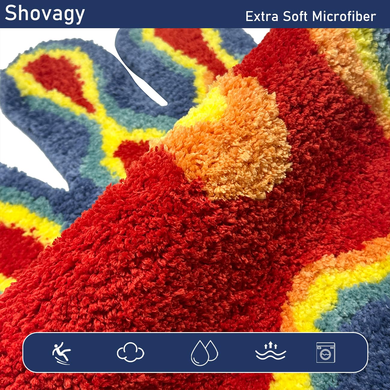 Shovagy Hand Shaped Rug Fun Bathroom Rugs Cool Abstract Cute Bath Mat Tufted Extra Soft Quick Dry Water Absorbent Non Slip Bath Mats Bedroom Aesthetic Decor Carpet, 2.6 x 2.6FT