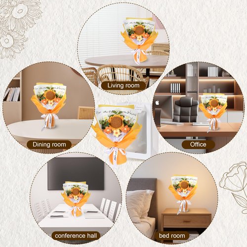 Platybelodon Crochet Flower Bouquet Crochet Flowers Gifts for Women Handmade Ideal for Mom Wife Best Friend Girlfriend Suitable for Anniversary Graduation Wedding Home Decor