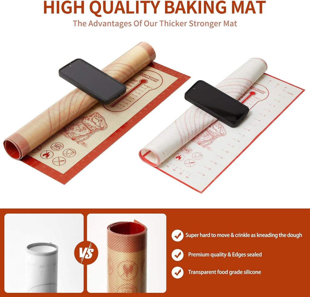 Skiennix Silicone Baking Pastry Dough Mat - 32x24 Inch Nonstick Rolling Sheet for Cookies & Bread