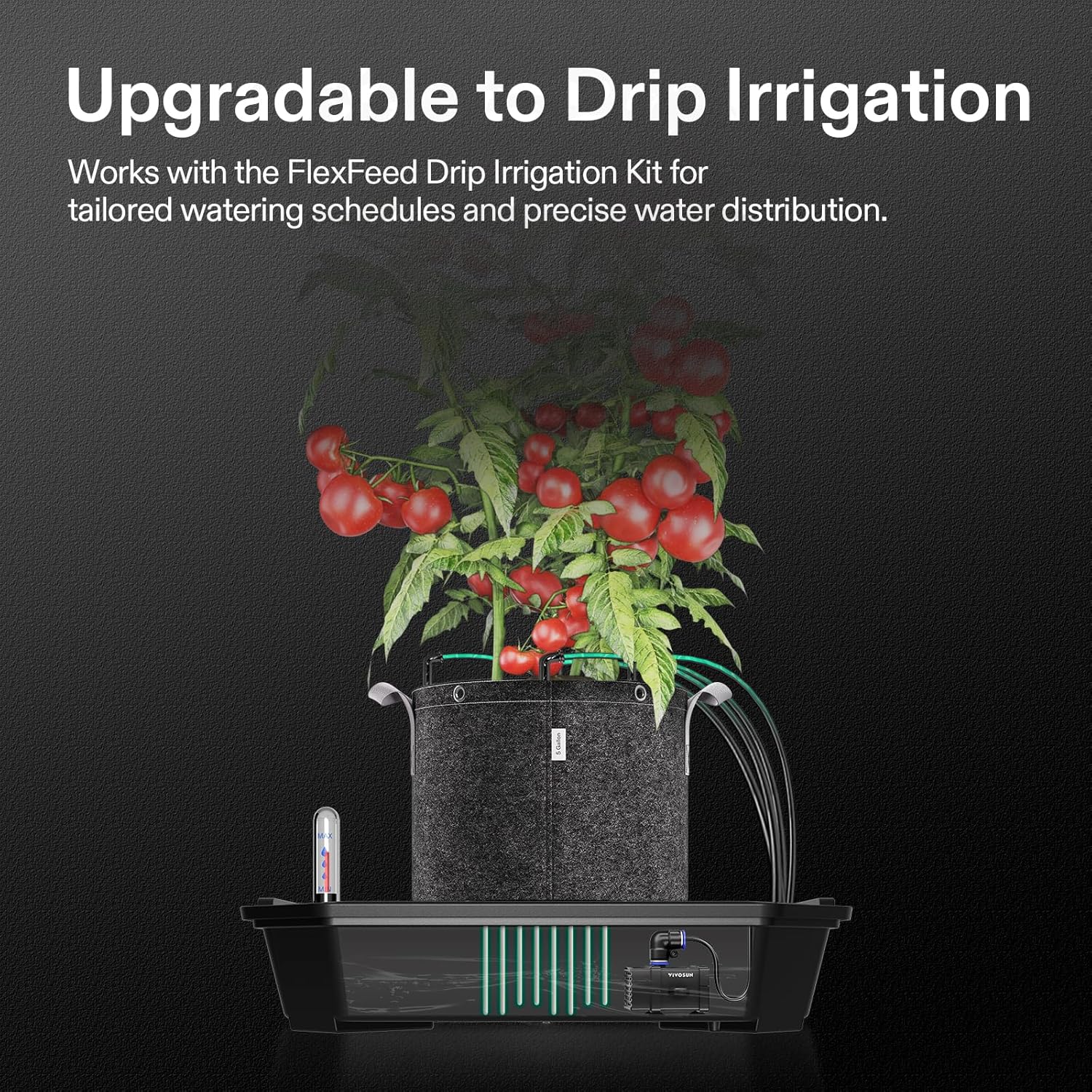 VIVOSUN Self-Watering Pots - 4-Pack Auto Irrigation Fabric Pots with Water Meter | Indoor/Outdoor Use