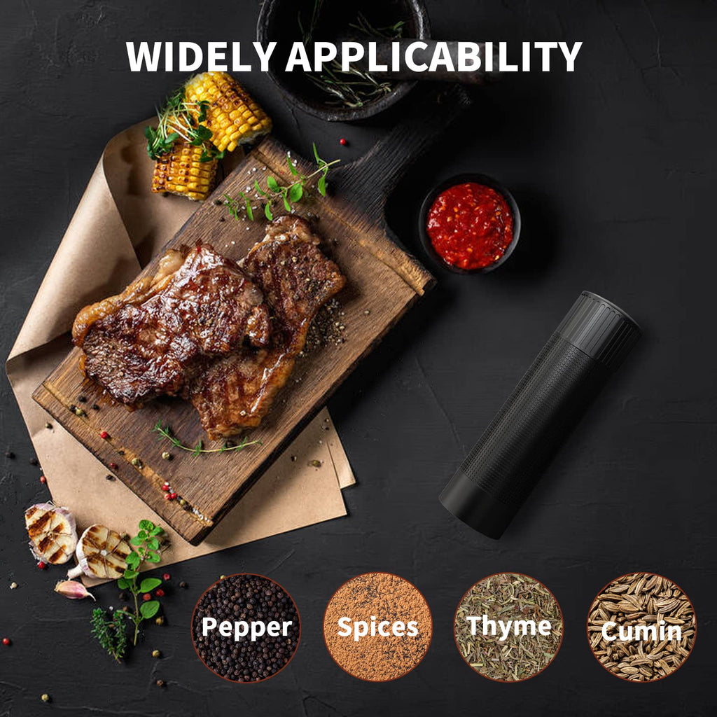WhiteRhino Professional Pepper Grinder Mill with Top Button Lock,Heavy Duty High Output Aluminum Pepper Mill Refillable,Spice Grinder with Stainless Steel Burrs and Adjustable Coarseness Gift Set