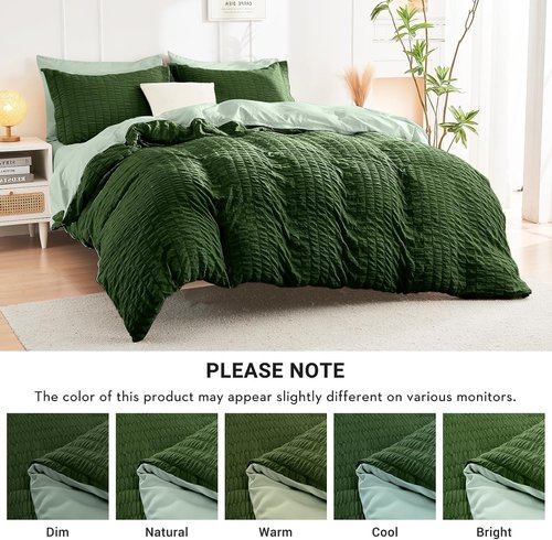 HYMOKEGE Twin XL Comforter Set - All-Season Luxury 5-Piece Bedding in Dark Green/Sage Green