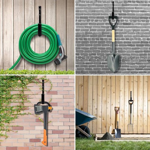 KURUI 10" Heavy Duty Garage Wall Hooks - 66 LB Capacity for Ladders, Hoses & Tools | 4 Pack, Black