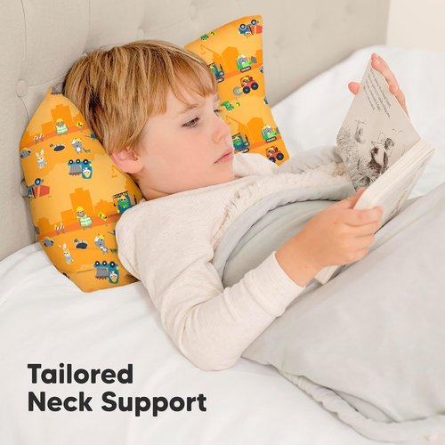 Little Builders Toddler Pillow - Soft Organic Cotton Travel Bed Pillow with Case | 13x18 Inches, Machine Washable