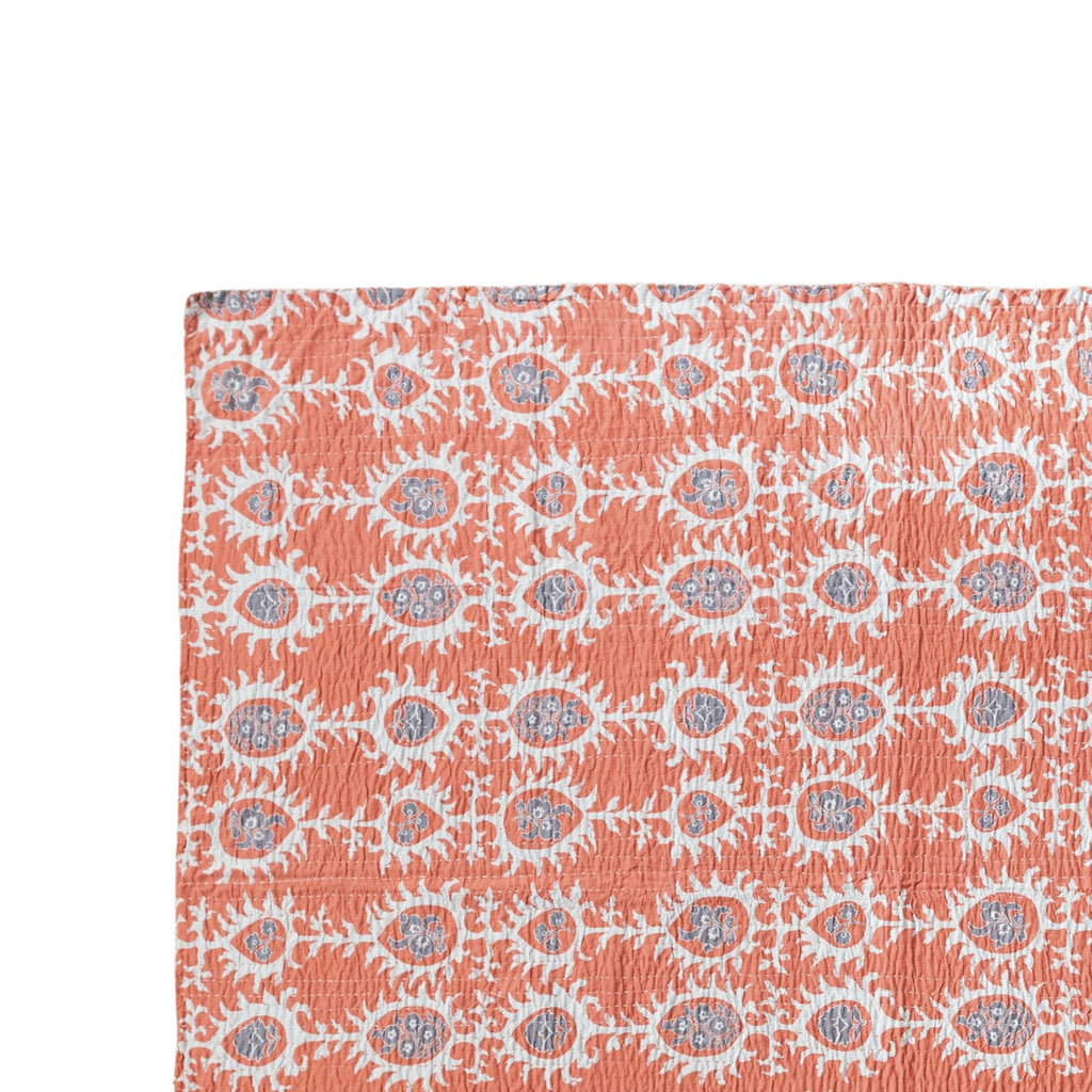 Creative Co-Op Patterned Cotton Voile Throw, Orange