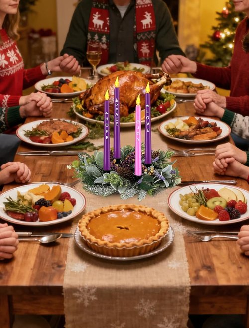 BLOSMON Advent Wreath - 14-Inch Christmas Candle Holder Ring for Festive Table Decor | Pine Berry Design