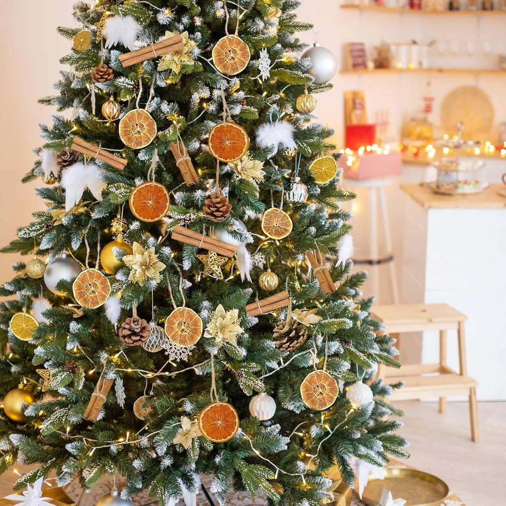 Rustic Christmas Tree Ornaments Set by [Brand Name] - 32pcs with Dried Orange Slices, Cinnamon Sticks & Pine Cones | Perfect for DIY Holiday Decor