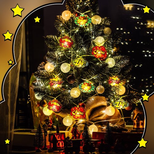 Tujoe Hero Party Decorations Hero String Lights 20 LED 10 ft Comic Action Hanging Garland Decorations Battery Operated for Birthday Baby Shower Room Wall Decor