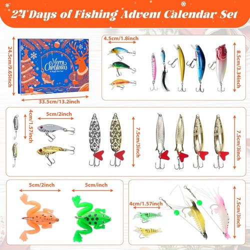 Fanfantoey Fishing Advent Calendar 2025 - Perfect Gift for Anglers & Teens | Blue Lures Kit