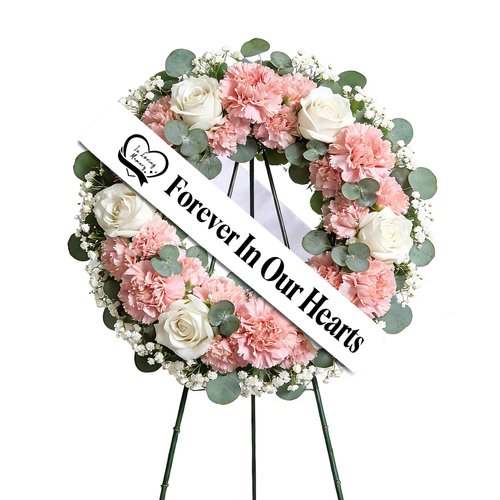 Elegant Funeral Wreath Sash – Funeral Sash Memorial Wreath Sash Funeral Ribbon Celebration,Forever in Our Hearts Memorial Ribbon for Graves & Wreaths (White)