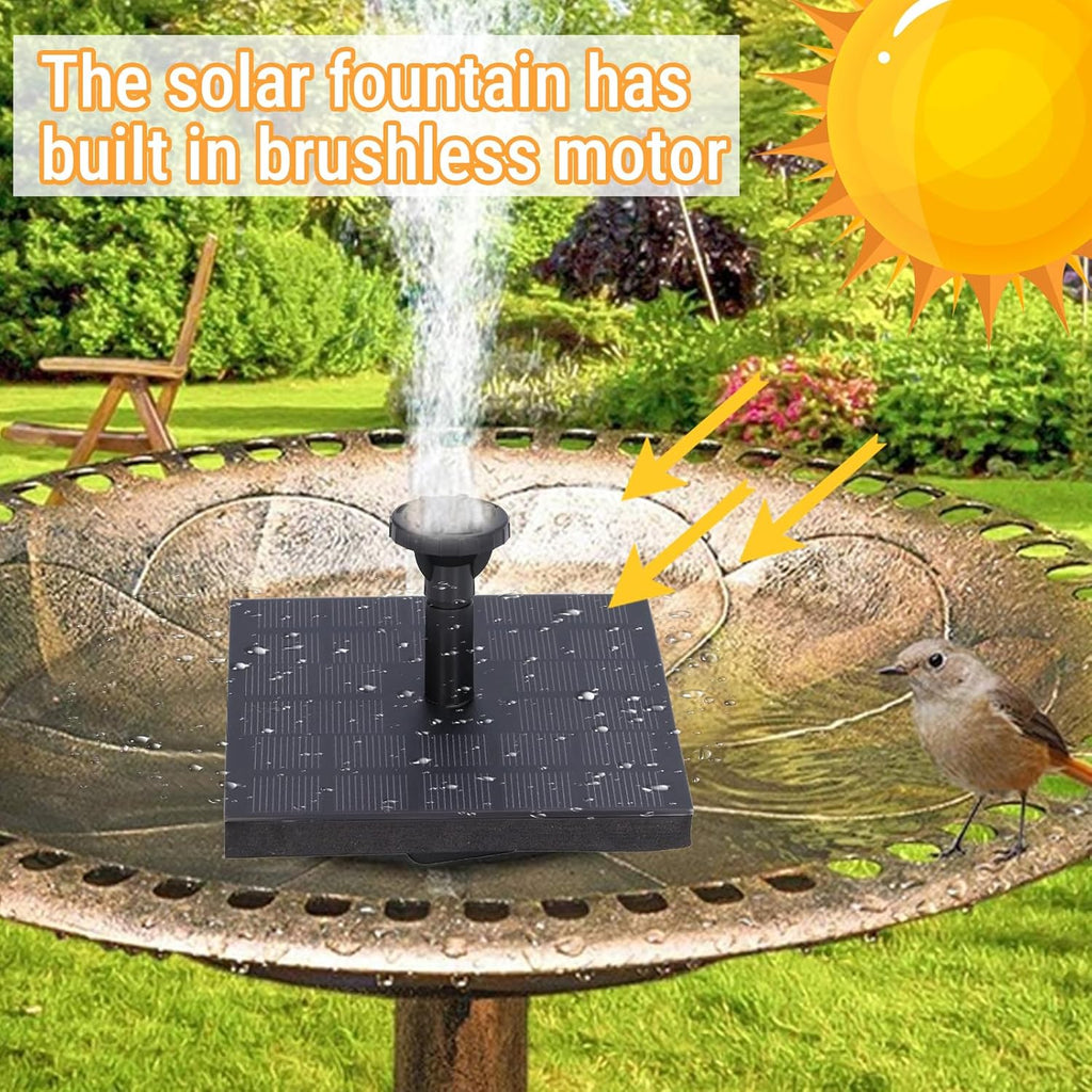 Skiennix Solar Water Fountain - Versatile Bird Bath Pump with 6 Nozzles | Monocrystalline Silicon Design for Garden, Pond, Pool