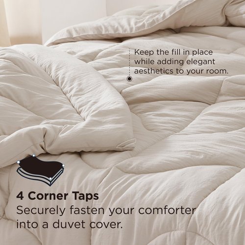 Bedsure Oversized King Comforter - Oversized King Duvet Insert for All Season, Ultra-Soft Down Alternative Comforter, Blanket for Bed, with 4 Tabs, Machine Washabl, Linen, 116x98 in