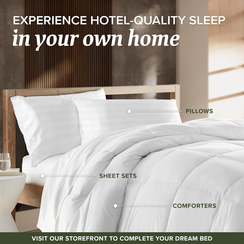 Beckham Hotel Collection Queen Size White Pillow Protectors - Soft, Breathable Cotton, Set of 2