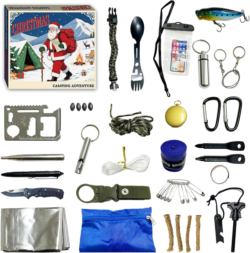 Survival Kits Advent Calendar 2026 - 24 Days of Emergency Gear for Camping, Hiking & Outdoor Adventures