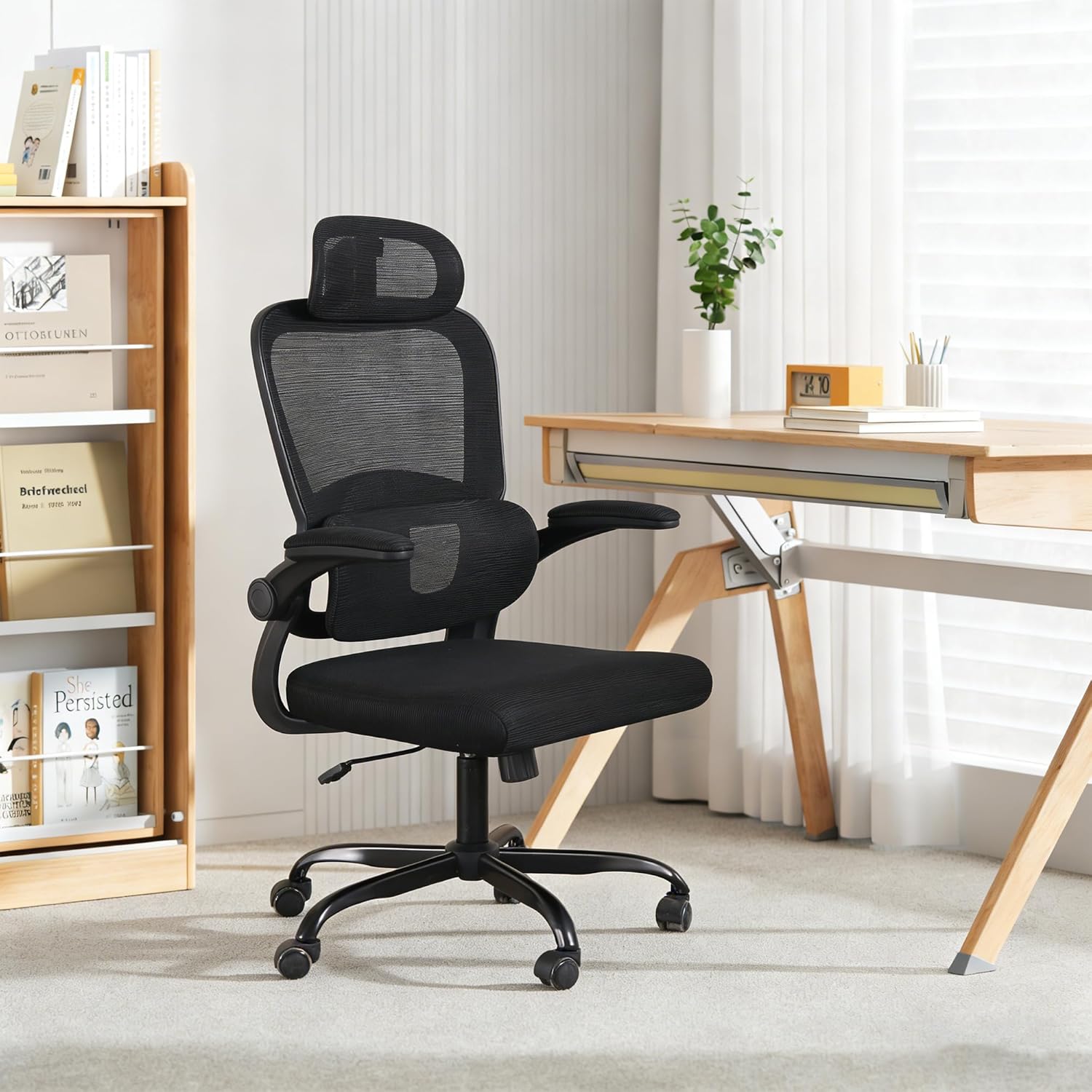 Skiennix Ergonomic Office Chair - High Back Mesh Design with Adjustable Lumbar Support | Rolling Swivel Task Chair