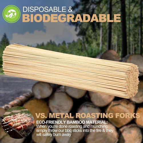 Suclain 500 Pcs Marshmallow Roasting Sticks 30" Long 5mm Thick, Smores Sticks Bamboo Skewers BBQ Kabob Grilling Barbecue Roasting Camping for Outdoor Fire Pits Campfires