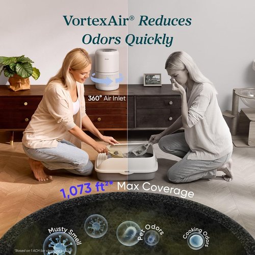 LEVOIT Air Purifier - HEPA Filter for Allergens & Pet Odors - Covers Up to 1,073 ft² - Core300-P, White, 2 Pack