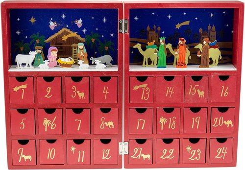 Clever Creations Wooden Advent Calendar - Countdown to Christmas | Festive Nativity Scene Decor