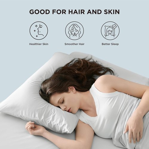 Bedsure Silver Grey Satin Pillowcases - Cooling Queen Size Set of 2 for Ultimate Comfort