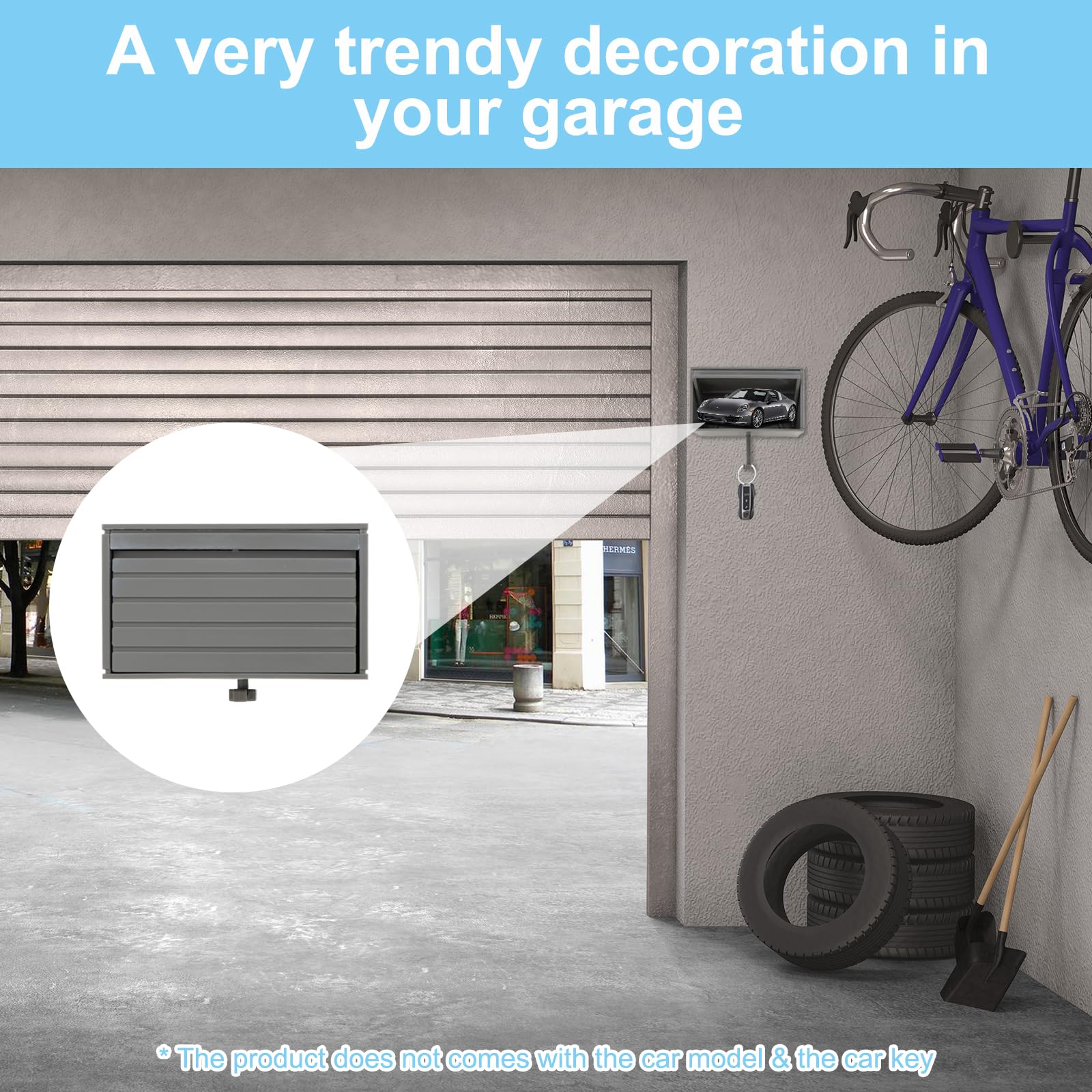 braxan 2 Pack Car Garage Key Holder & Car Key Holder for Wall, Small Toy Car Garage - with Opening Door, Effortless Wall Mount Organizer for Entryway(Grey)
