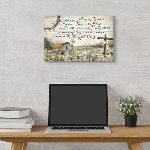 Christian Wall Art by HDXUFJQ - Barn Windmill Canvas Decor | I Still Believe in Amazing Grace (12"x16")