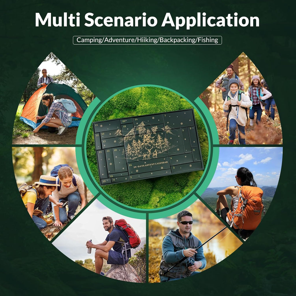 Survival Kit Advent Calendar - 24 Days of Essential Emergency Gear for Men | Perfect Xmas Gifts for Outdoor Enthusiasts