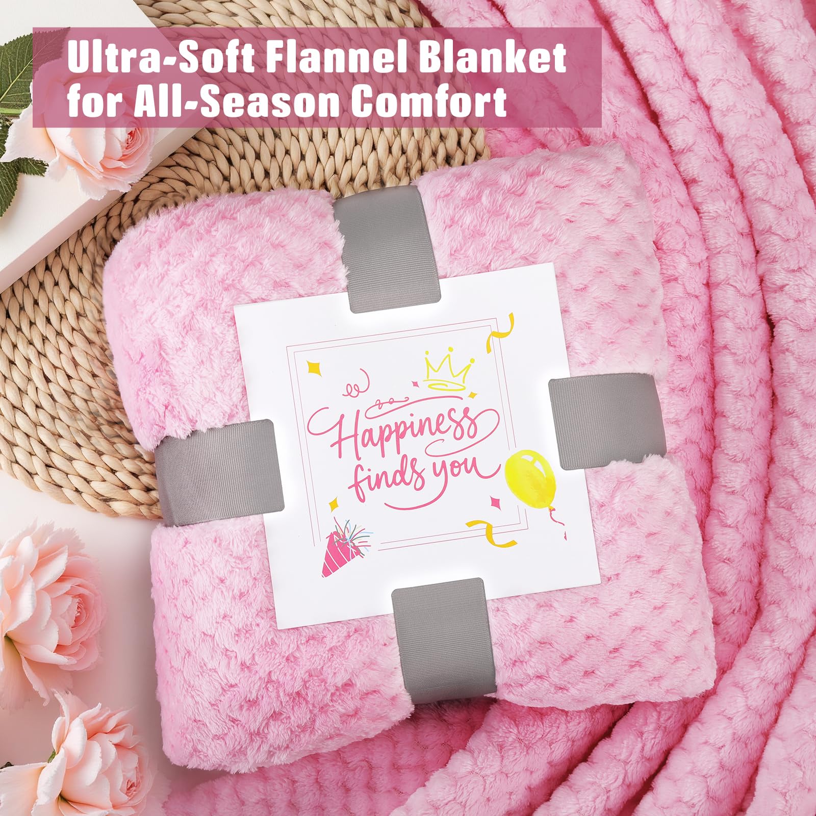 Birthday Gifts for Women, Gift Basket for Mom Wife Sister Her Friends, Luxury Self Care Spa Set with Blanket, Thank You Get Well Soon Box for Mother Valentine Day