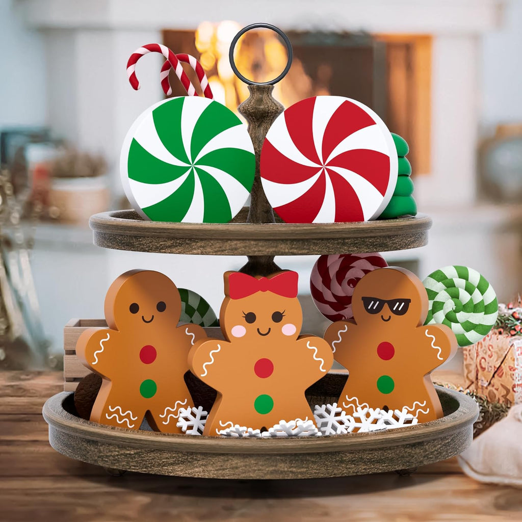 Regine Switzerland Gingerbread Christmas Decorations - 5 Pcs Wooden Signs for Home & Kitchen Decor